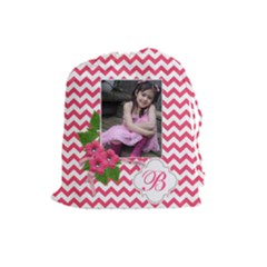 Drawstring Pouch (L): Chevron Pink - Drawstring Pouch (Large)