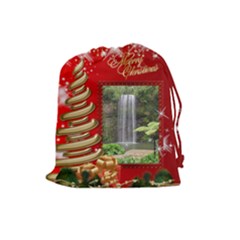 Merry Christmas Drawstring Pouch (large)