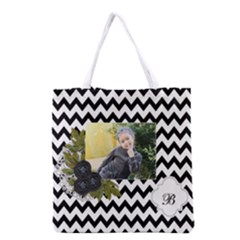 Grocery Tote Bag : Black Chevron