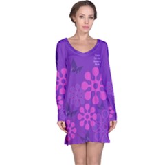 Purple abstract flower nightdress - Long Sleeve Nightdress