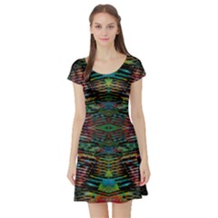 Rainbow Ruins Skater Dress - Short Sleeve Skater Dress