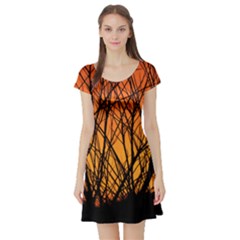 Sunrise fire - Short Sleeve Skater Dress