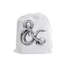 Large Silver & on White - Drawstring Pouch (Large)