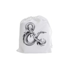 Medium Silver & on White - Drawstring Pouch (Medium)