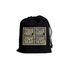 Village - monks - Drawstring Pouch (Medium)