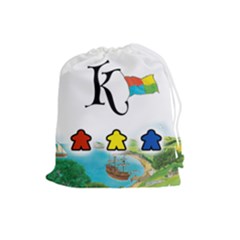 keyflower_bag_meeples - Drawstring Pouch (Large)