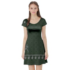 Hearts Green Short Sleeve Skater Dress