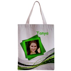 Green and Silver Zipper Classic Tote Bag