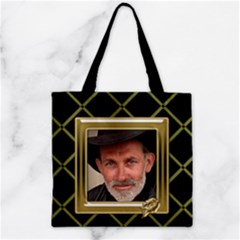 Black And Gold Zipper Grocery Tote Bag