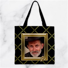 Black and Gold Zipper grocery Tote Bag