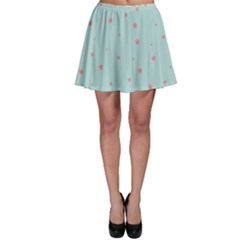 Mint and Coral Star Print Skirt - Skater Skirt