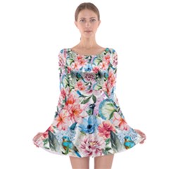 flower - Long Sleeve Skater Dress