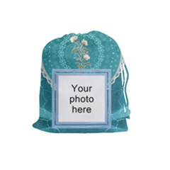 Pretty Blue Large Drawstring Pouch - Drawstring Pouch (Large)