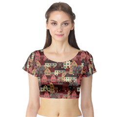 house - Short Sleeve Crop Top house - Short Sleeve Crop Top
