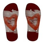 Bright Red Watercolor Hearts Love - Women s Flip Flops