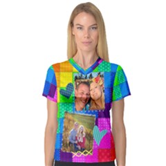 Rainbow Stitch Shirt - V-Neck Sport Mesh Tee