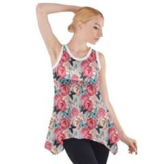 flower pattern - Side Drop Tank Tunic