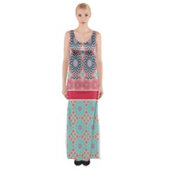 flower pattern - Thigh Split Maxi Dress