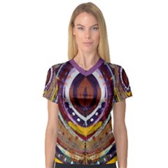 eyeofqueenpurpltrim - V-Neck Sport Mesh T-Shirt