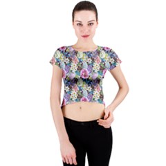 flower - Crew Neck Crop Top