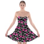 Queen Barbie Floral Polka Dot Print Skater Dress - Strapless Bra Top Dress