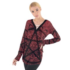 red pentagram top - Tie Up Tee