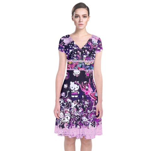 Short Sleeve Front Wrap Dress 