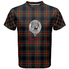Men s Sargent - Stewart Black Tartan With Crest - Men s Cotton T-Shirt