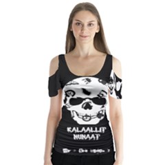 Black mix in Skull Butterfly Sleeve Cutout Tee - Butterfly Sleeve Cutout T-Shirt 