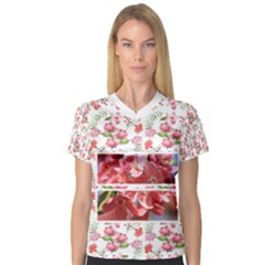 Floral 1 Women - V-Neck Sport Mesh T-Shirt
