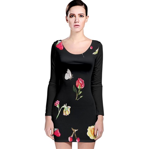 Long Sleeve Velvet Bodycon Dress 
