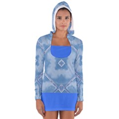 Blue Blue World Long Sleeve Hoodie - Long Sleeve Hooded T-shirt