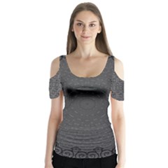 Black Fancy Butterfly Sleeve Cutout Tee - Butterfly Sleeve Cutout T-Shirt 