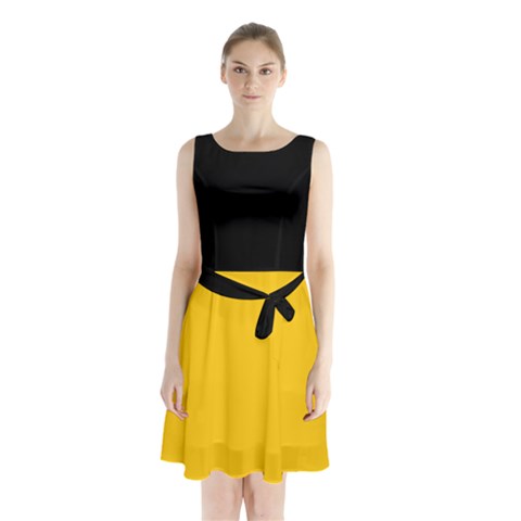 Sleeveless Waist Tie Chiffon Dress 