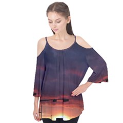 Purple sunrise - Flutter Sleeve T-Shirt