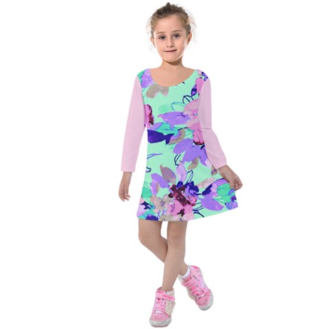 Kids  Long Sleeve Velvet Dress 