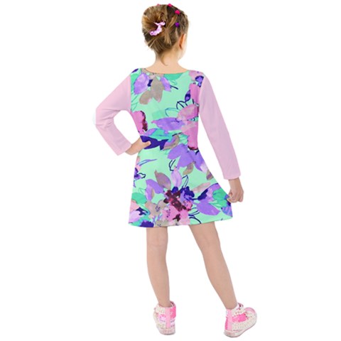 Kids  Long Sleeve Velvet Dress 