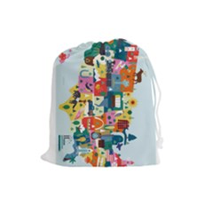 10 Days In America Grab Bag Fanciful - Drawstring Pouch (Large)