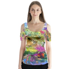 Orchid Collage 3a - Butterfly Sleeve Cutout T-Shirt 