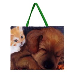 puppy and kitten zippered tote - Zipper Large Tote Bag