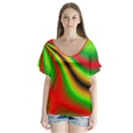 flutter blouse rainbow - V-Neck Flutter Sleeve Top
