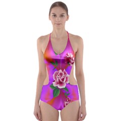 pink roses swim suit - Cut-Out One Piece Swimsuit