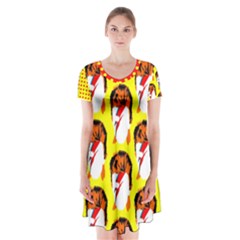 bowie - Short Sleeve V-neck Flare Dress