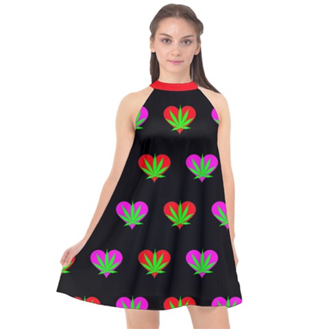 Halter Neckline Chiffon Dress  