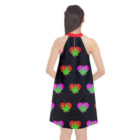Halter Neckline Chiffon Dress  