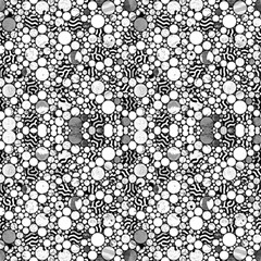 Profusion Circles Black And White By Paysmage Fabric by PAYSMAGE