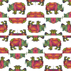 Rhino Walk White By Paysmage Fabric by PAYSMAGE