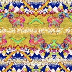 Golden Hour Mountain Animals By Paysmage Fabric