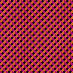 Optical Illusion Pink Orange Grid By Paysmage Fabric