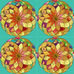 Gold Mandala Turquoise By Paysmage Fabric
